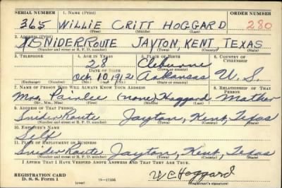 Thumbnail for Willie Critt > Hoggard, Willie Critt