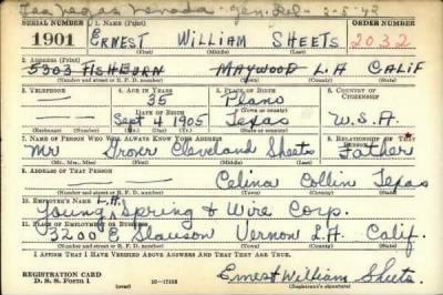 Thumbnail for Ernest William > Sheets, Ernest William