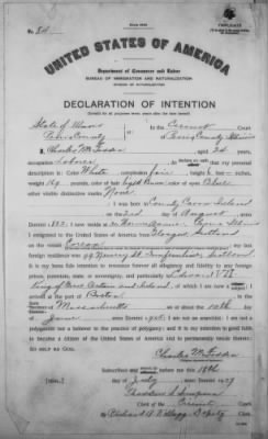 Thumbnail for Mc Fadden, Charles > Declaration of Intention (1907)