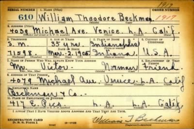 Thumbnail for William Theodore > Beckman, William Theodore