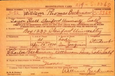 Thumbnail for William Thomas > Beckman, William Thomas