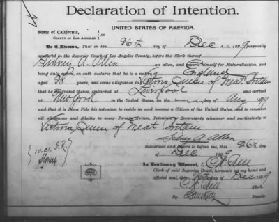 Allen, Sidney A > Declaration of Intention (1899)