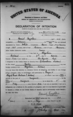 Thumbnail for Coughlan, Daniel > Declaration of Intention (1910)