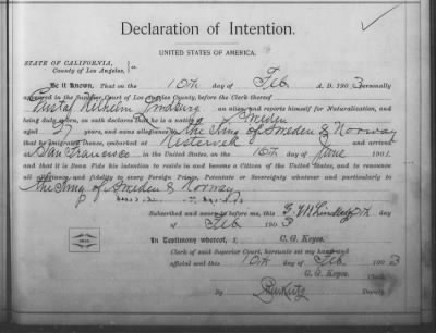 Lindburg, Gustaf Wilhelm > Declaration of Intention (1903)