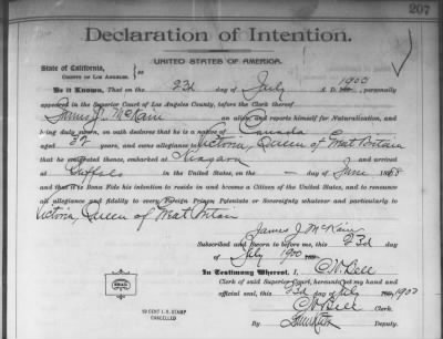 Thumbnail for McKain, James J > Declaration of Intention (1900)