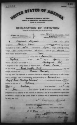 Thumbnail for Haycock, Benjamin > Declaration of Intention (1910)