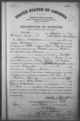 Thumbnail for Adolphson, Oscar > Declaration of Intention (1906)