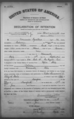 Thumbnail for Agostino, Domenico > Declaration of Intention (1909)