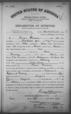 Thumbnail for Sherman, George > Declaration of Intention (1909)