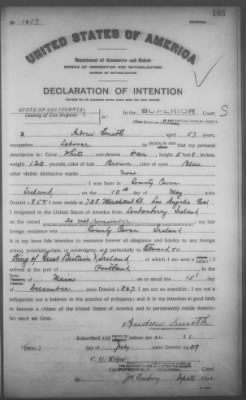 Thumbnail for Smith, Andrew > Declaration of Intention (1909)