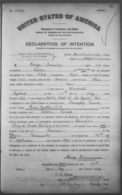 Thumbnail for Demaine, George > Declaration of Intention (1909)