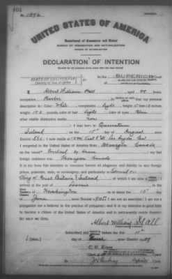 Thumbnail for Hall, Albert William > Declaration of Intention (1909)