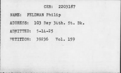 Thumbnail for [Illegible] > FELDMAN Philip