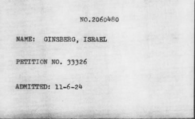 Thumbnail for [Illegible] > GINSBERG, ISRAEL