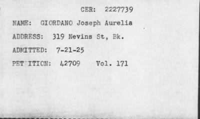 [Illegible] > GIODANO Joseph Aurelia