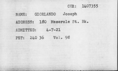 [Illegible] > GIORLANDO Joseph