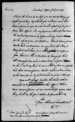 An account of commisssions for private armed vessels received and forwarded to the several States, 1779-83.