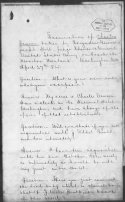 Thumbnail for Letters Received and Statements of Evidence Collected by the Military Commission, pages 1-53