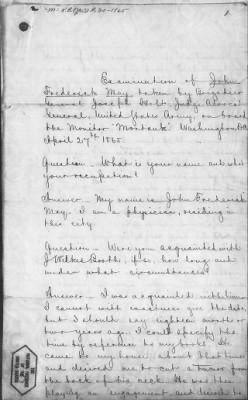 Thumbnail for Letters Received and Statements of Evidence Collected by the Military Commission, pages 1-53