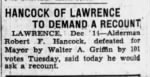 Thumbnail for 1933 Dec 15, Robert F. Hancock demands vote recount after losing Mayor election by 101 votes. The_Boston_Globe_Fri__Dec_15__1933_.jpg