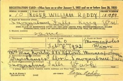 Thumbnail for Roger William > Roddy, Roger William (1922)