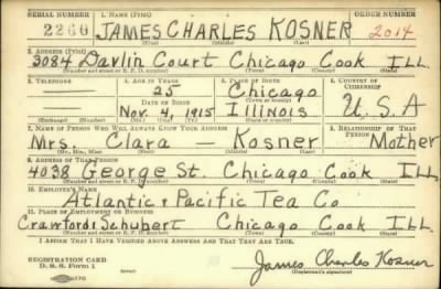 Thumbnail for James Charles > Kosner, James Charles (1915)