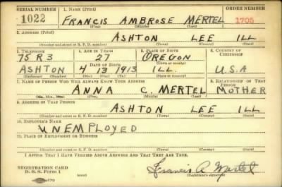 Francis Ambrose > Mertel, Francis Ambrose (1913)