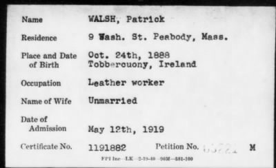 Thumbnail for 1919 > WALSH, Patrick