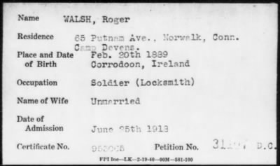 Thumbnail for 1919 > WALSH, Roger