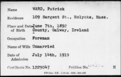 Thumbnail for 1919 > WARD, Patrick