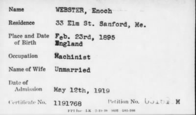 Thumbnail for 1919 > WEBSTER, Enoch