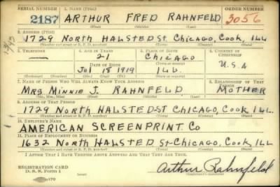 Thumbnail for Arthur Fred > Rahnfeld, Arthur Fred (1919)