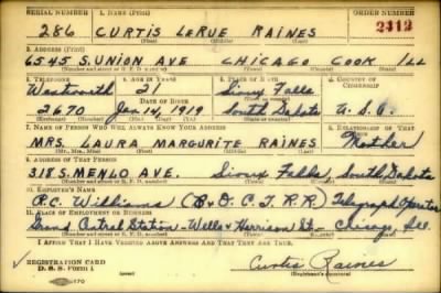 Thumbnail for Curtis Lerue > Raines, Curtis Lerue (1919)