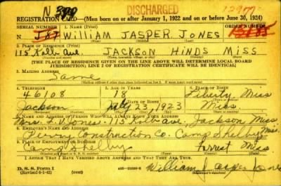 Thumbnail for William Jasper > Jones, William Jasper (1923)