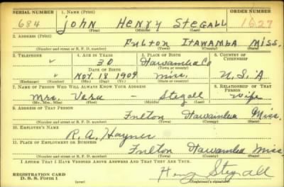 Thumbnail for John Henry > Stegall, John Henry (1909)