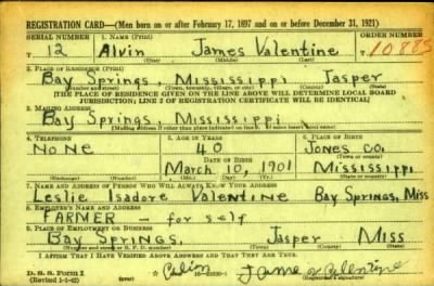 Thumbnail for Alvin James > Valentine, Alvin James (1901)