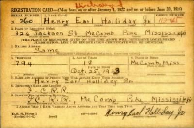 Thumbnail for Henry Earl > Holliday, Henry Earl (1923)