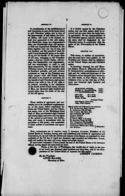 Thumbnail for Oct. 11, 1832-Dec. 17, 1834 > 182 - Cherokee Nation Dated Feb. 14, 1833 Ratified April 12, 1834.