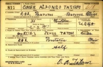 Thumbnail for Omer Alfonzo > Tatum, Omer Alfonzo (1907)