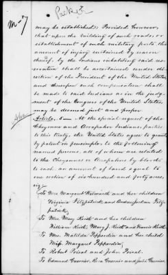 Thumbnail for Oct. 10, 1865-Apr. 7, 1866 > 341 - Confederated Tribes of Arapaho and Cheyenne tribes of Indians at the Camp on the Little Arkansas River in the State of Kansas, October 14, 1865; and assent to amendments, November 10 and 19, 1866.