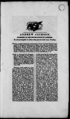 Thumbnail for Oct. 11, 1832-Dec. 17, 1834 > 182 - Cherokee Nation Dated Feb. 14, 1833 Ratified April 12, 1834.