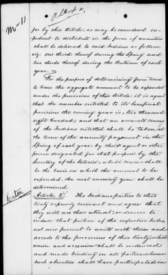 Thumbnail for Oct. 10, 1865-Apr. 7, 1866 > 341 - Confederated Tribes of Arapaho and Cheyenne tribes of Indians at the Camp on the Little Arkansas River in the State of Kansas, October 14, 1865; and assent to amendments, November 10 and 19, 1866.