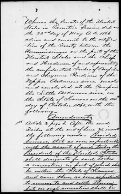 Oct. 10, 1865-Apr. 7, 1866 > 341 - Confederated Tribes of Arapaho and Cheyenne tribes of Indians at the Camp on the Little Arkansas River in the State of Kansas, October 14, 1865; and assent to amendments, November 10 and 19, 1866.