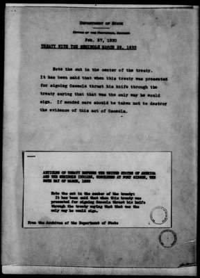 Thumbnail for Oct. 11, 1832-Dec. 17, 1834 > 185 - Seminole Concluded March 28th 1833. Ratified Apri 18th 1834.