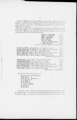 Thumbnail for Oct. 10, 1865-Apr. 7, 1866 > 341 - Confederated Tribes of Arapaho and Cheyenne tribes of Indians at the Camp on the Little Arkansas River in the State of Kansas, October 14, 1865; and assent to amendments, November 10 and 19, 1866.