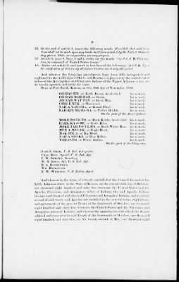 Thumbnail for Oct. 10, 1865-Apr. 7, 1866 > 341 - Confederated Tribes of Arapaho and Cheyenne tribes of Indians at the Camp on the Little Arkansas River in the State of Kansas, October 14, 1865; and assent to amendments, November 10 and 19, 1866.