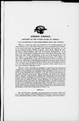 Oct. 10, 1865-Apr. 7, 1866 > 342 - Apache, Cheyenne and Arapaho Tribes of Indians at the Council Ground on the Little Arkansas River in the State of Kansas, October 17, 1865.