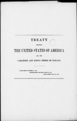 Thumbnail for Oct. 10, 1865-Apr. 7, 1866 > 343 - Comanche and Kiowa Tribes of Indians at the Council Ground on the Little Arkansas River eight miles from the mouth of said river, in the State of Kansas; October 18, 1865.