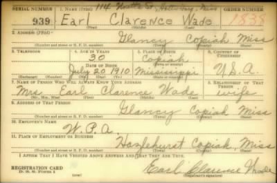 Thumbnail for Earl Clarence > Wade, Earl Clarence (1910)