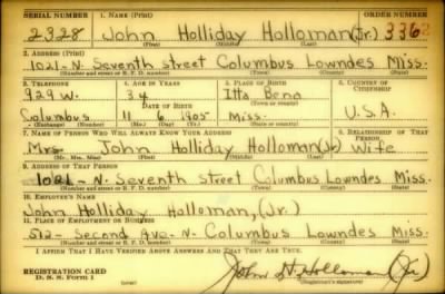 Thumbnail for John Holliday > Holloman, John Holliday (1905)